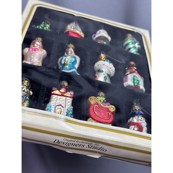Designers Studio Blown Glass Christmas Ornament Set of 12 Santa/Boy/tree etc. - Picture 3 of 12